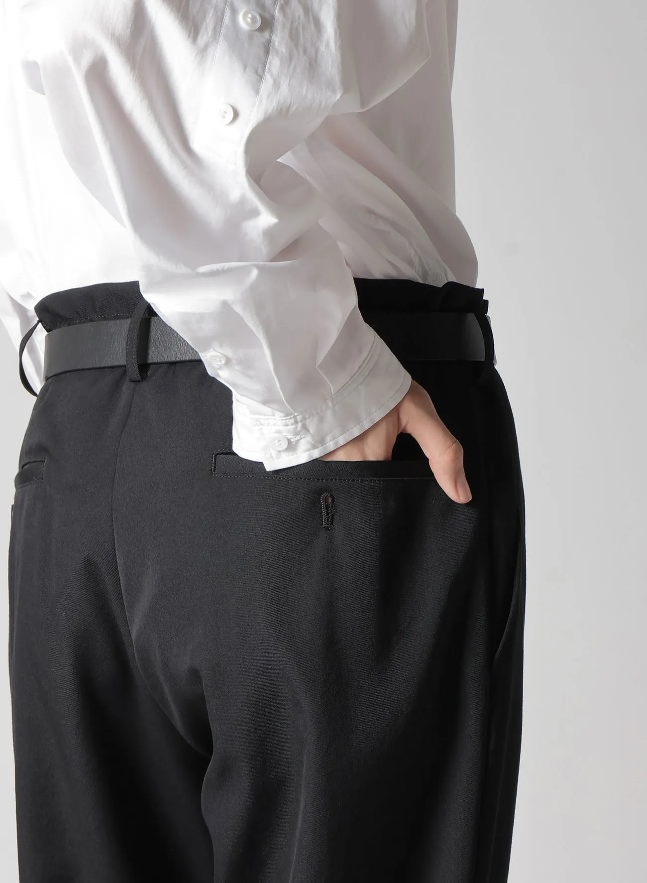 WOOL GABARDINE BELTED HEM PANTS sold by Yohji Yamamoto product image thumbnail 5