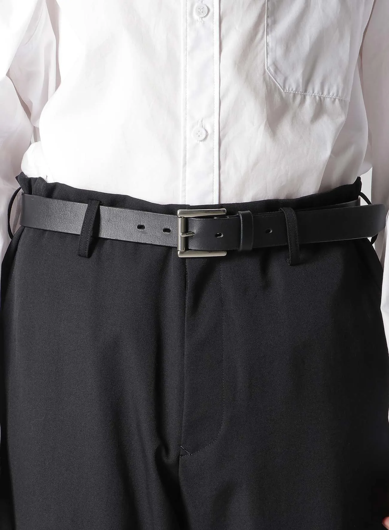 WOOL GABARDINE BELTED HEM PANTS sold by Yohji Yamamoto product image thumbnail 3