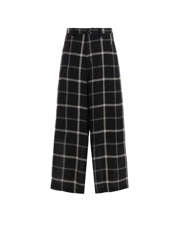 LINEN/NYLON PLAID LONG STRAIGHT PANTS made by Yohji Yamamoto