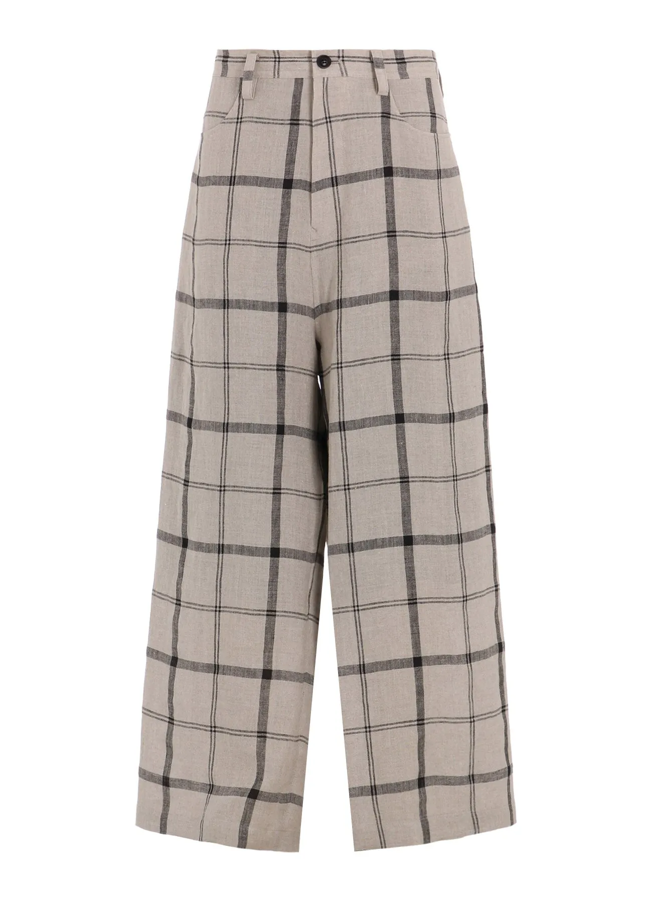 LINEN/NYLON PLAID LONG STRAIGHT PANTS sold by Yohji Yamamoto product image thumbnail 2