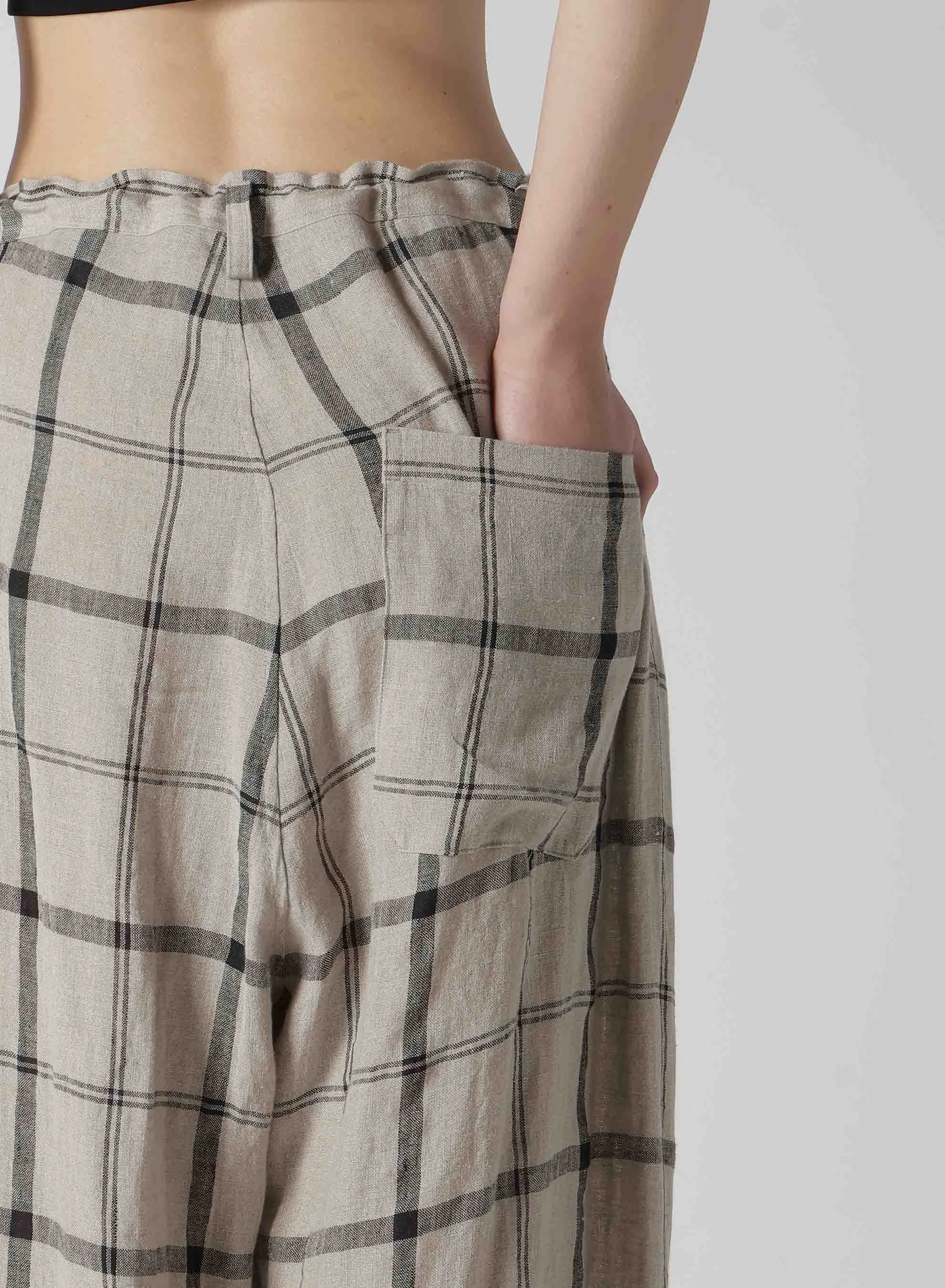 LINEN/NYLON PLAID LONG STRAIGHT PANTS sold by Yohji Yamamoto product image thumbnail 5
