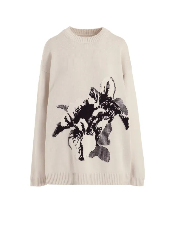 BIG FLOWER LONG SLEEVE KNIT PULLOVER sold by Yohji Yamamoto