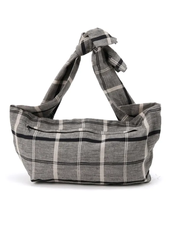 LINEN/NYLON PLAID SHIRT SLEEVE BODY BAG sold by Yohji Yamamoto