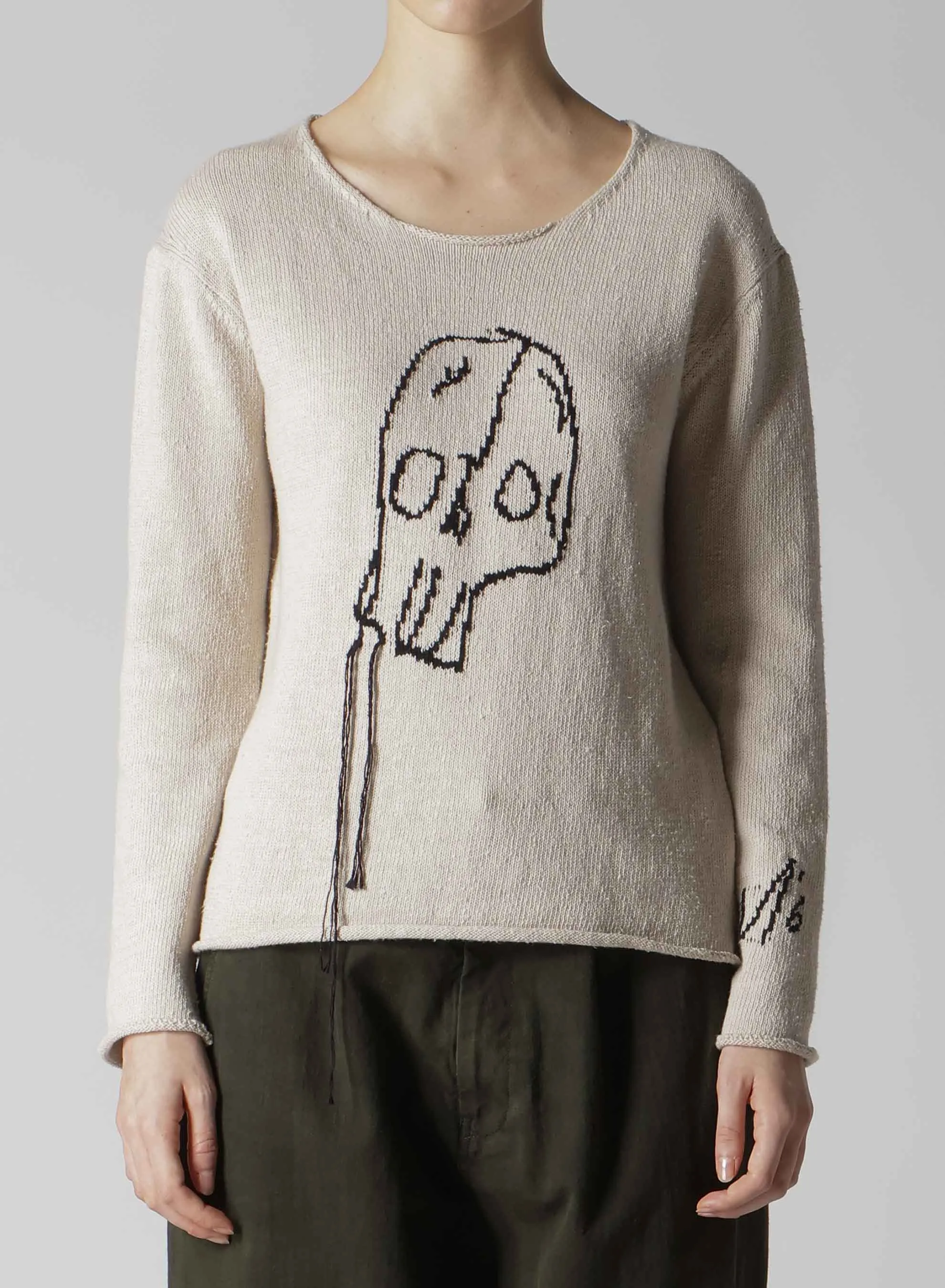 JERSEY INTARSIA SKULL ROUND NECK PULLOVER sold by Yohji Yamamoto product image thumbnail 4