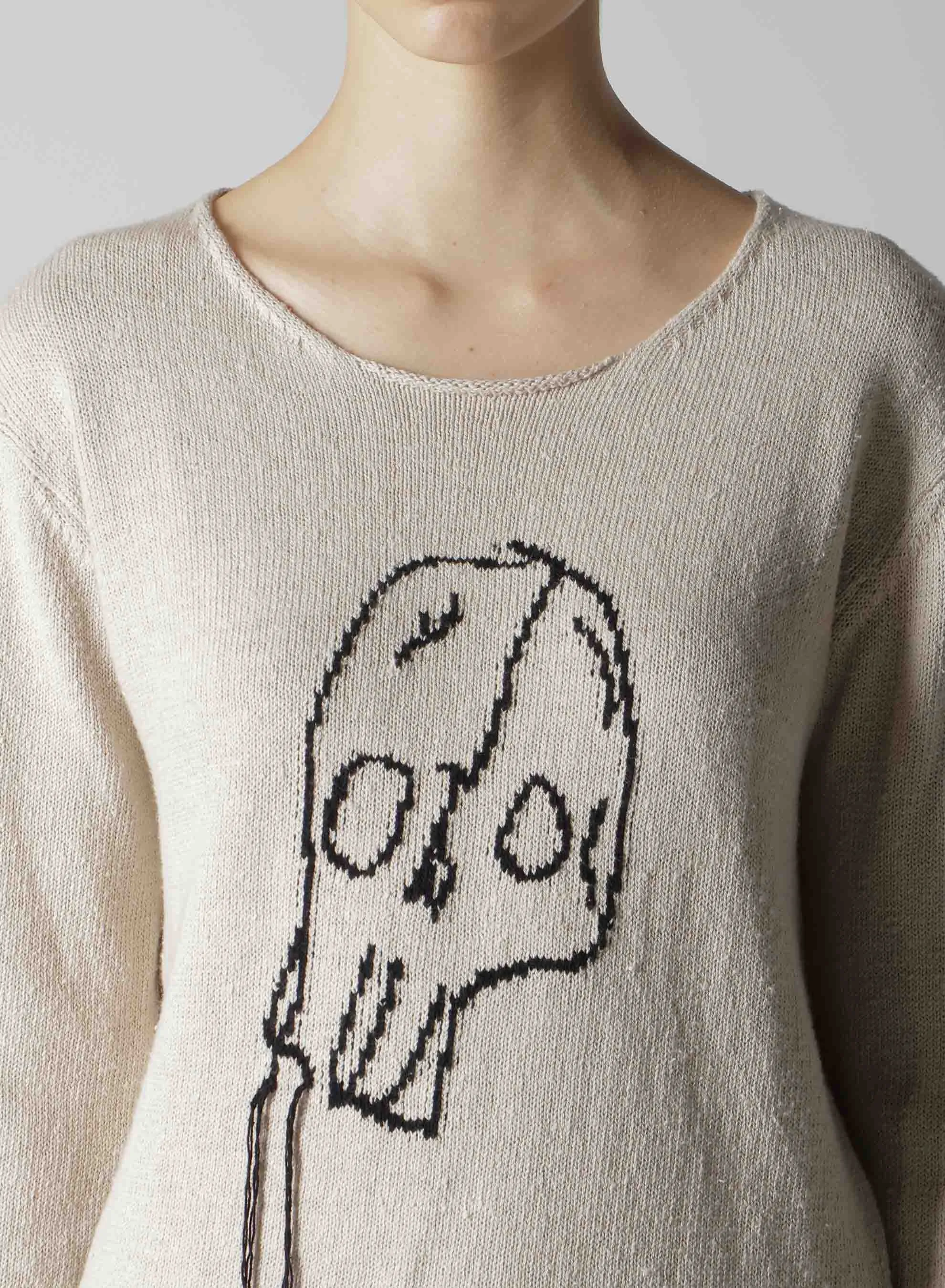 JERSEY INTARSIA SKULL ROUND NECK PULLOVER sold by Yohji Yamamoto product image thumbnail 5