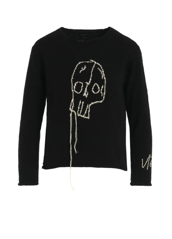 JERSEY INTARSIA SKULL ROUND NECK PULLOVER sold by Yohji Yamamoto