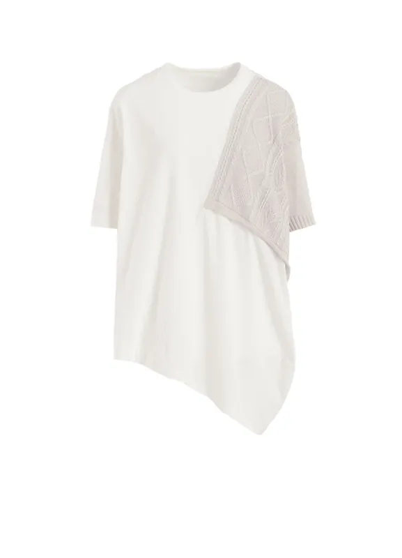CABLE KNIT/JERSEY SWITCHING SHORT SLEEVE PULLOVER sold by Yohji Yamamoto