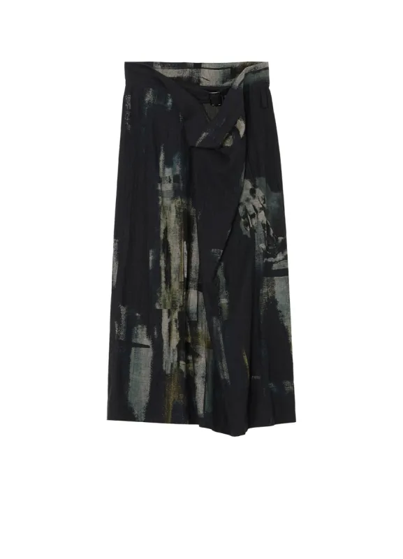 L/C DENIM CUBISM PRINT LEFT SIDE CLOTH SKIRT sold by Yohji Yamamoto