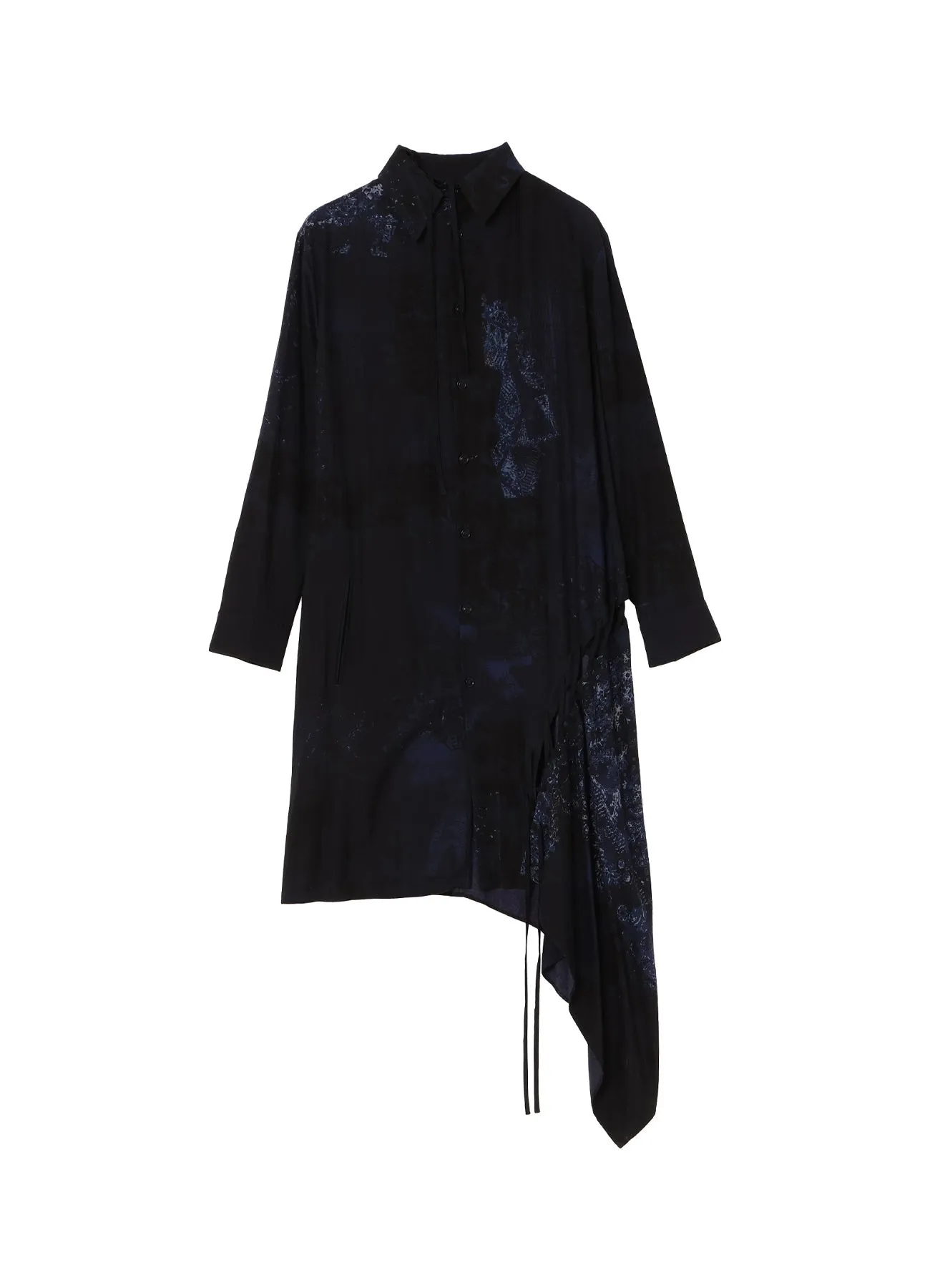 CU/ TWILL LACE DESIGN PT LACE UP BLOUSE sold by Yohji Yamamoto