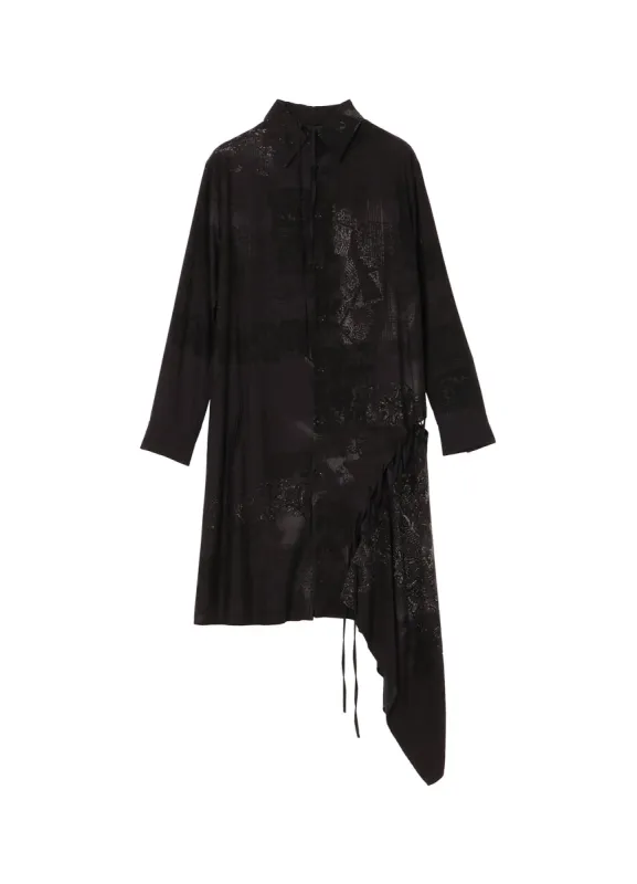 CU/ TWILL LACE DESIGN PT LACE UP BLOUSE made by Yohji Yamamoto
