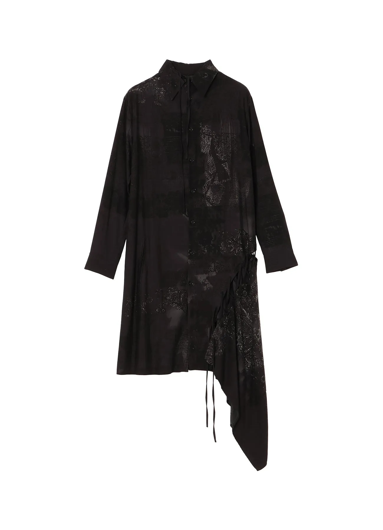 CU/ TWILL LACE DESIGN PT LACE UP BLOUSE sold by Yohji Yamamoto
