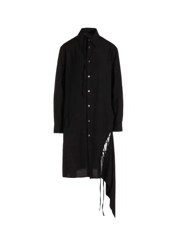 80/2 RAYON/BROAD LACE UP LONG BLOUSE sold by Yohji Yamamoto