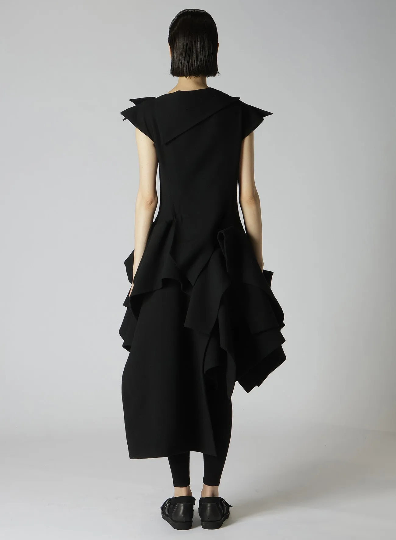 FLANNEL DECO C DRAPED DETAIL DRESS sold by Yohji Yamamoto product image thumbnail 5