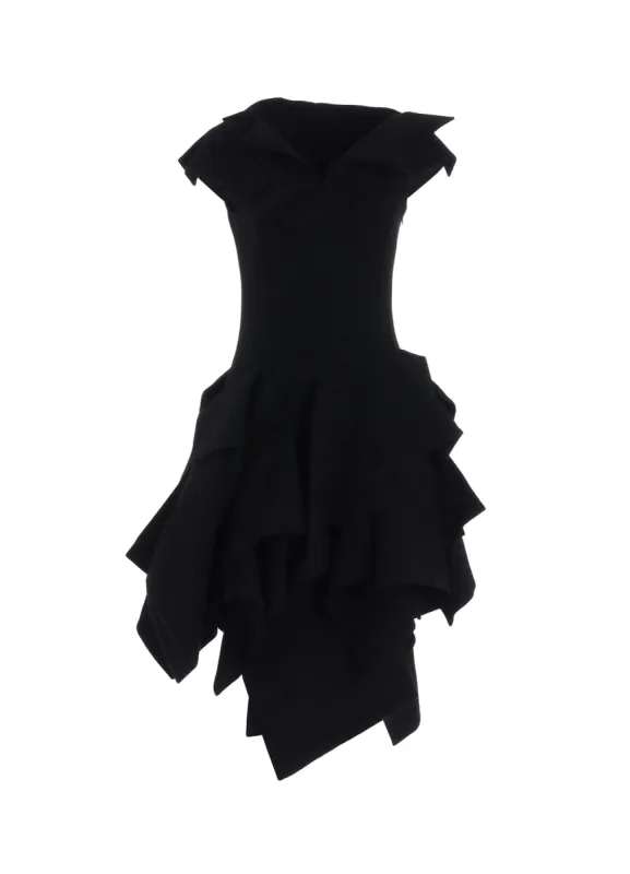 FLANNEL DECO C DRAPED DETAIL DRESS sold by Yohji Yamamoto