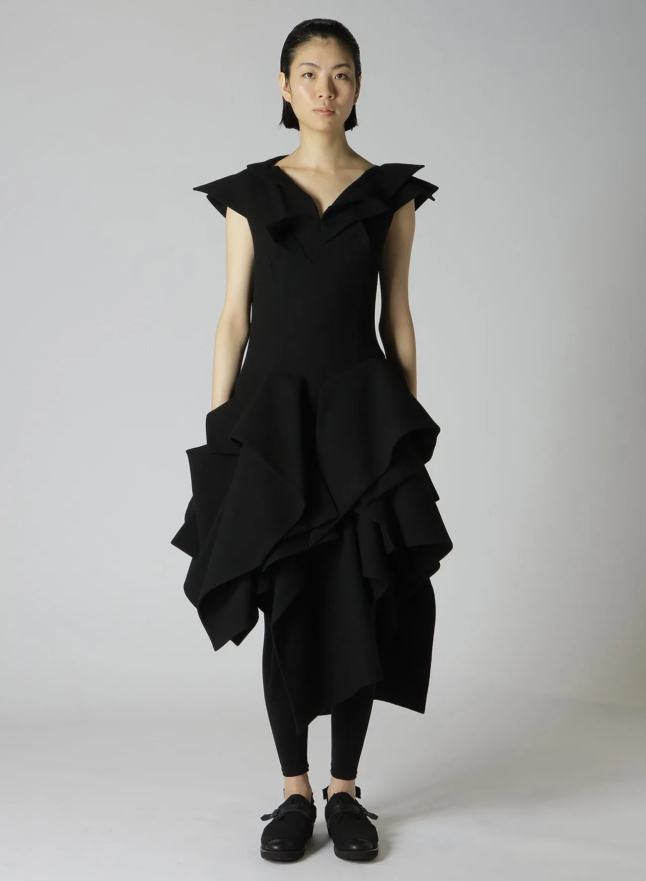 FLANNEL DECO C DRAPED DETAIL DRESS sold by Yohji Yamamoto product image thumbnail 3