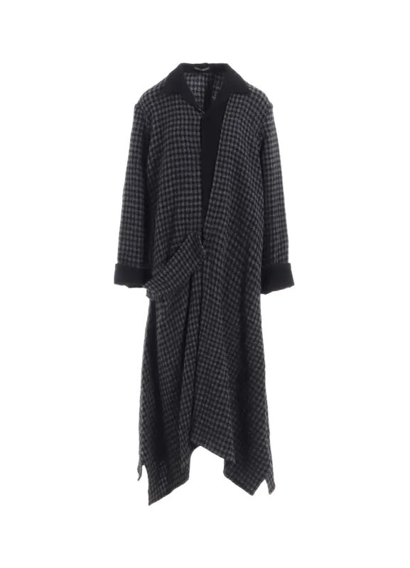 SMALL HOUNDSTOOTH R DRAPE DETAIL SHIRT DRESS sold by Yohji Yamamoto