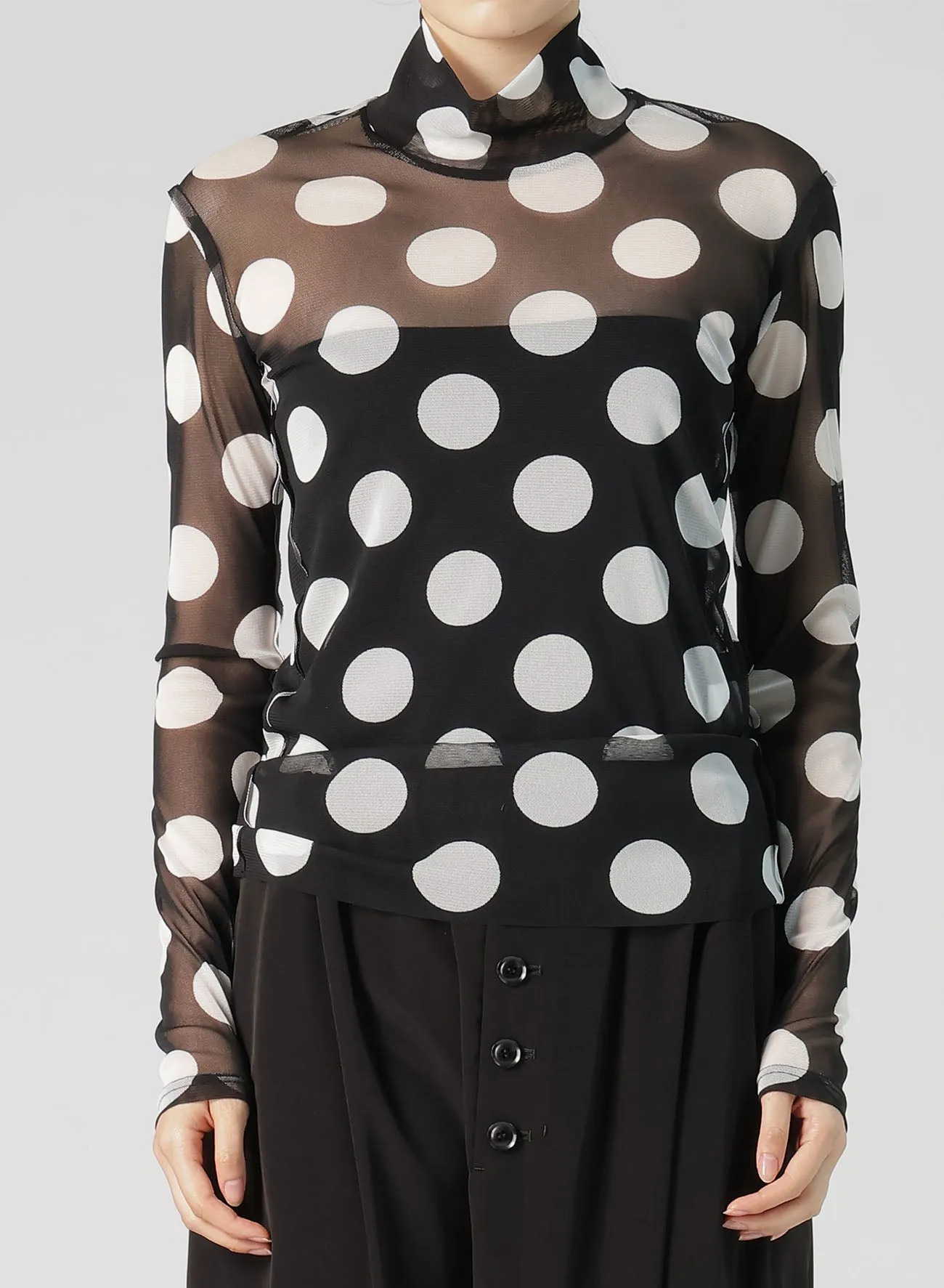 POLKA DOTS TULLE HIGH NECK T sold by Yohji Yamamoto product image thumbnail 4