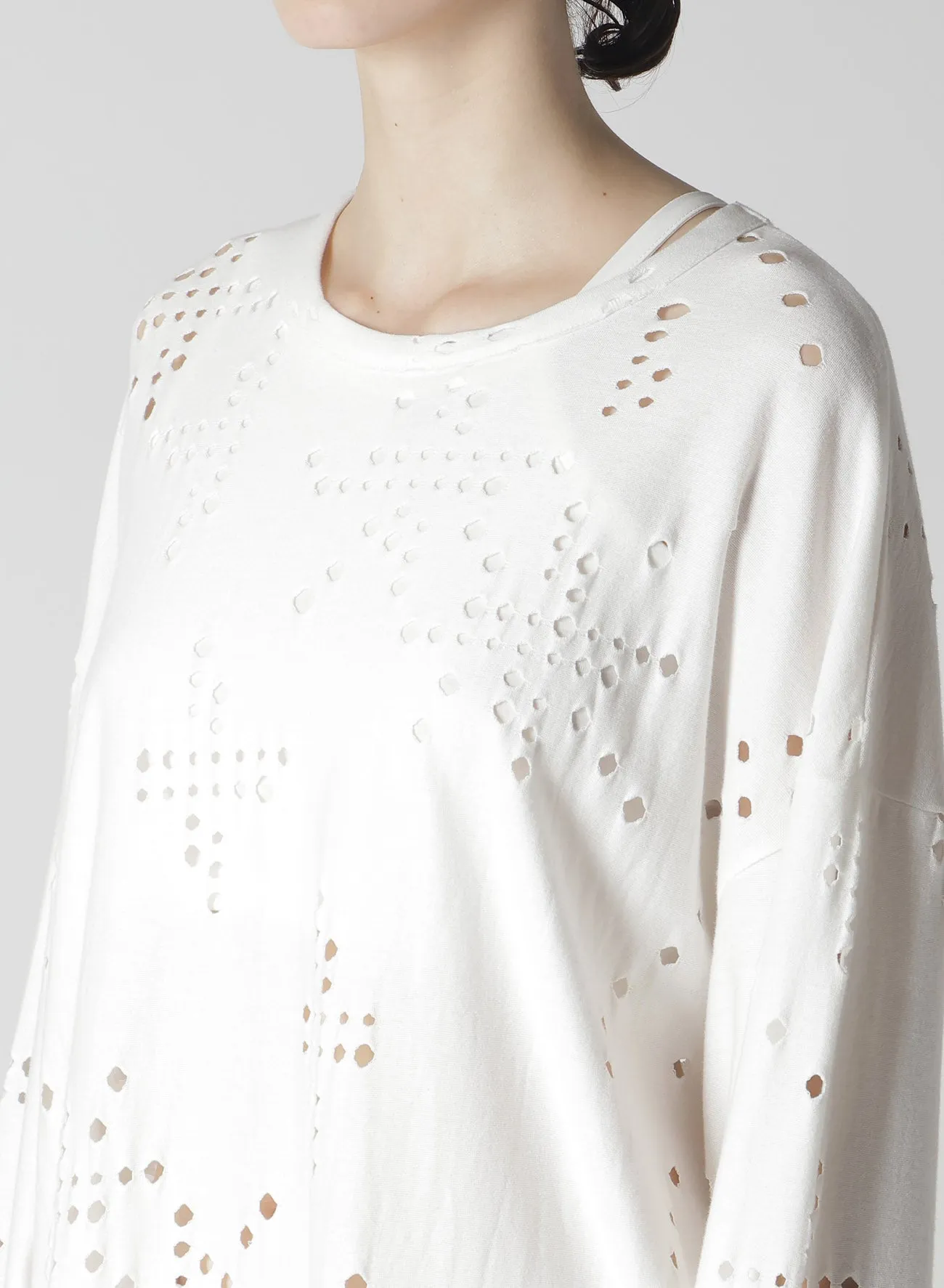 COTTON JERSEY HOLE DESIGN LONG SLEEVE BIG T sold by Yohji Yamamoto product image thumbnail 5