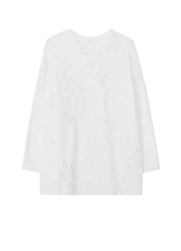 COTTON JERSEY HOLE DESIGN LONG SLEEVE BIG T sold by Yohji Yamamoto