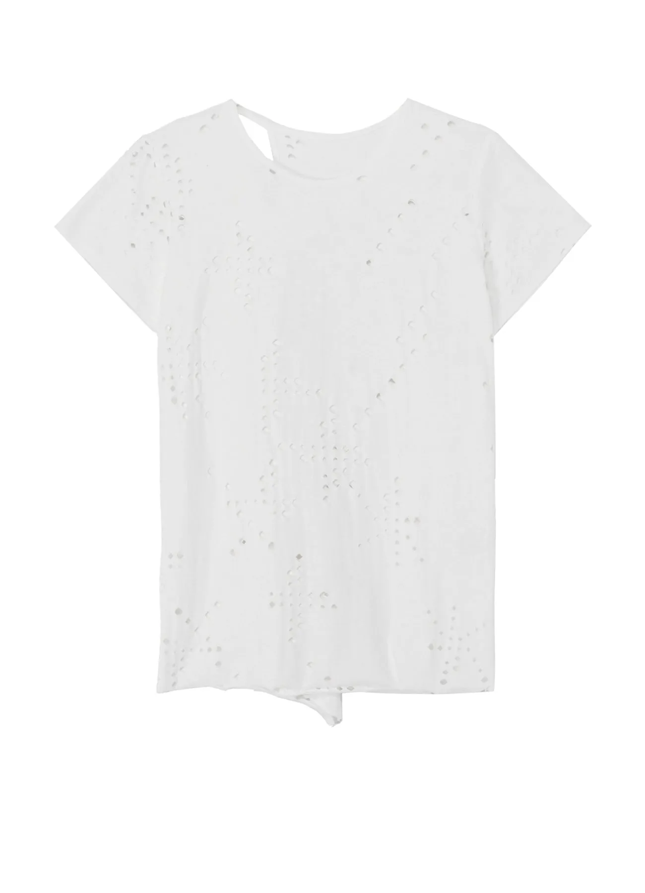 COTTON JERSEY HOLE DESIGN SHORT SLEEVE T sold by Yohji Yamamoto