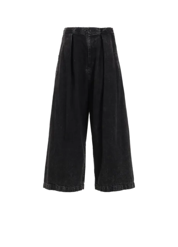 8OZ BLEACHED DENIM FRONT TUCKED WIDE PANTS sold by Yohji Yamamoto