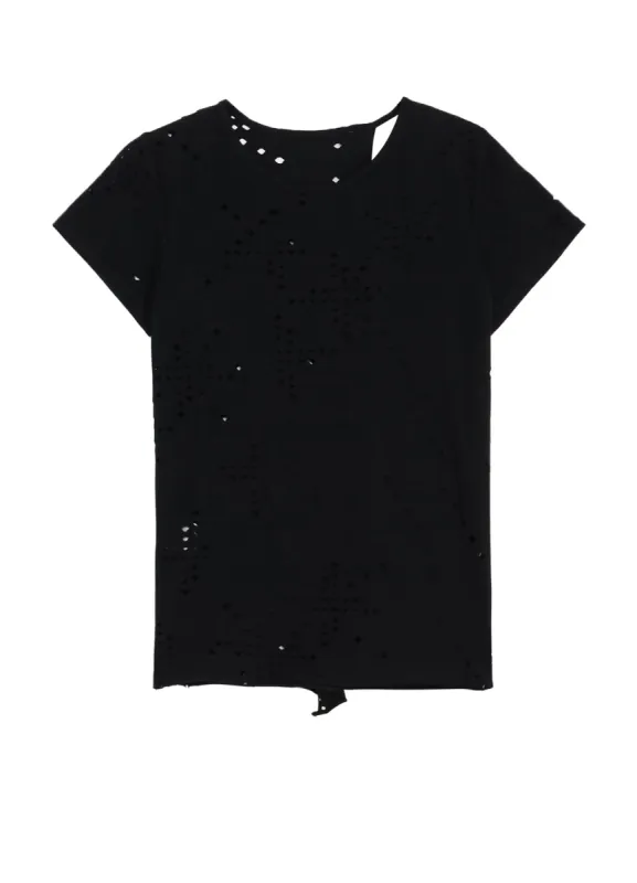 COTTON JERSEY HOLE DESIGN SHORT SLEEVE T sold by Yohji Yamamoto