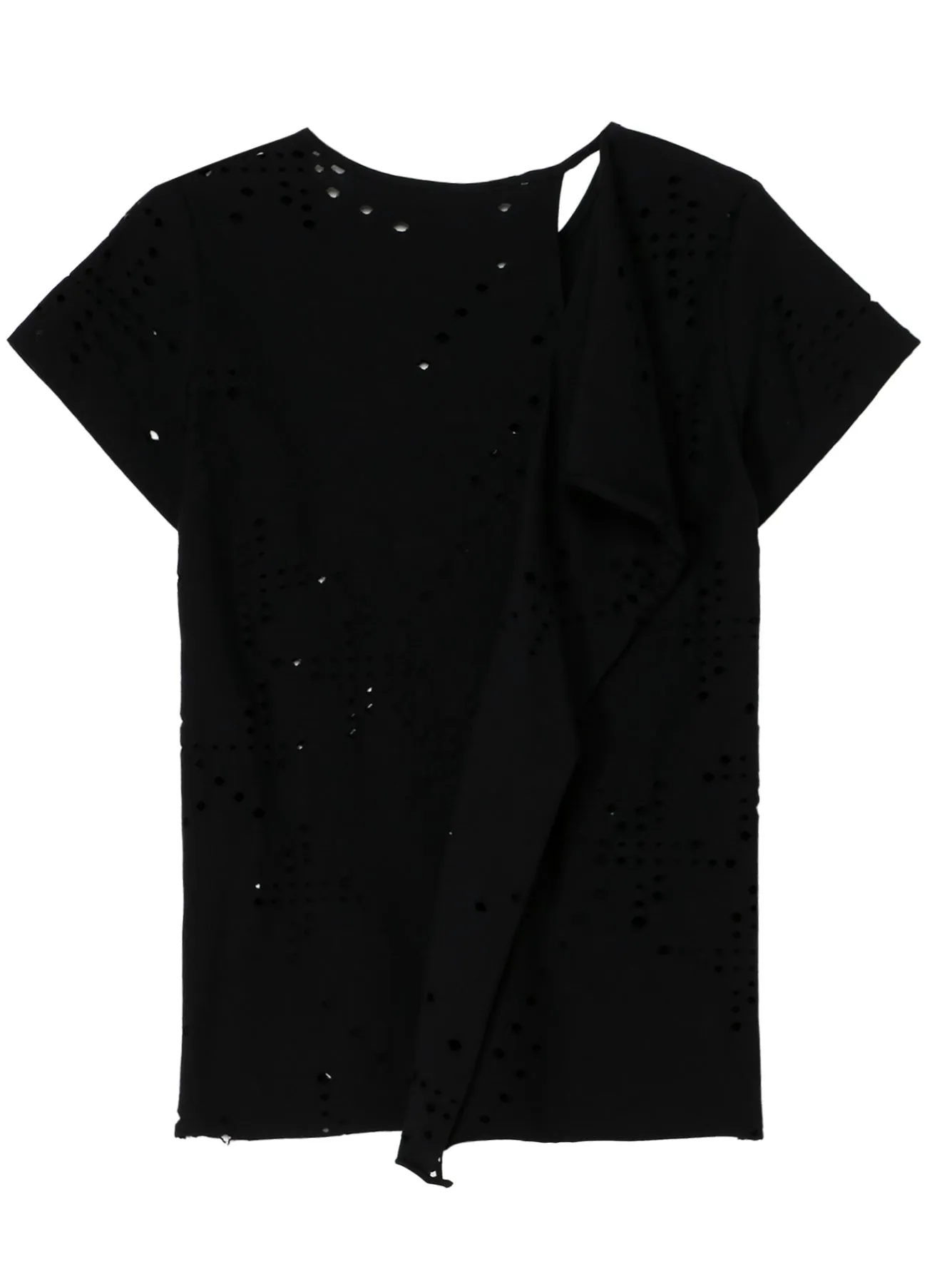 COTTON JERSEY HOLE DESIGN SHORT SLEEVE T sold by Yohji Yamamoto product image thumbnail 3