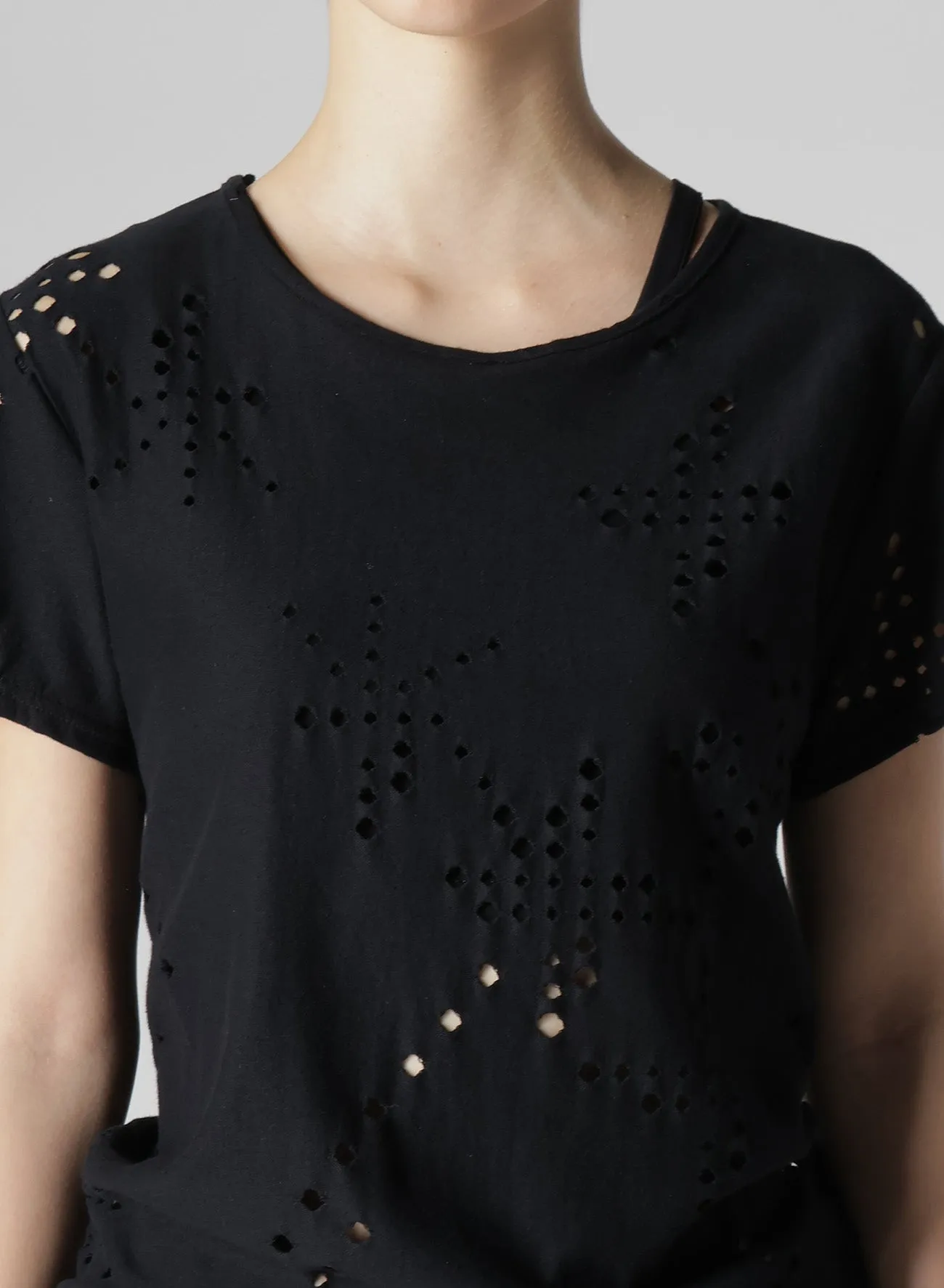 COTTON JERSEY HOLE DESIGN SHORT SLEEVE T sold by Yohji Yamamoto product image thumbnail 5