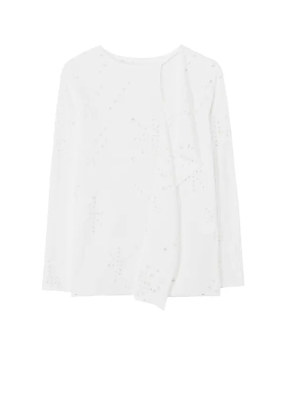 COTTON JERSEY HOLE DESIGN LONG SLEEVE T sold by Yohji Yamamoto