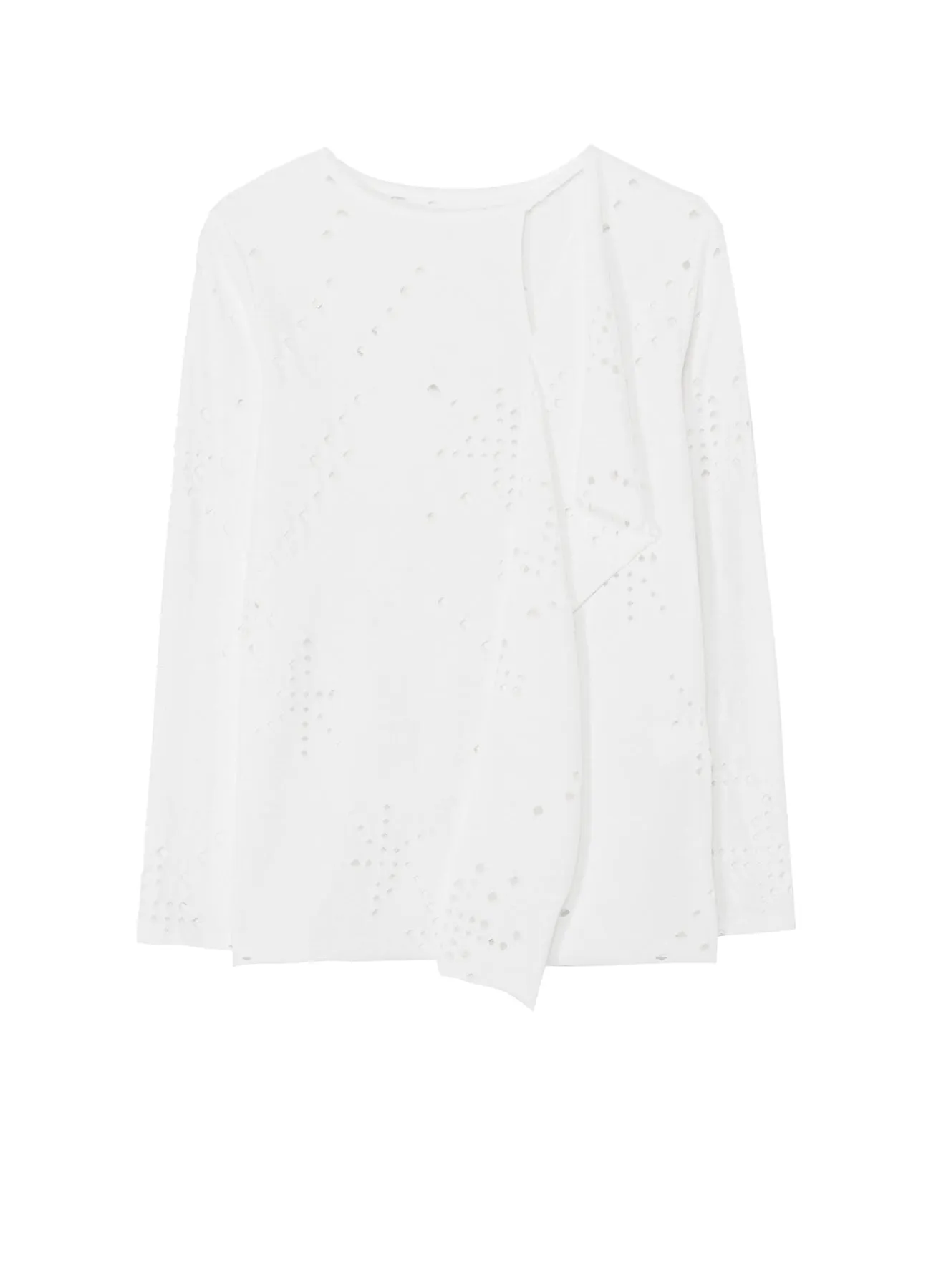 COTTON JERSEY HOLE DESIGN LONG SLEEVE T sold by Yohji Yamamoto