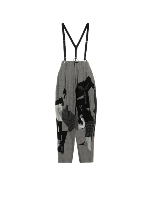 C/LI PLAID COLLAGE SUSPENDER PANTS sold by Yohji Yamamoto
