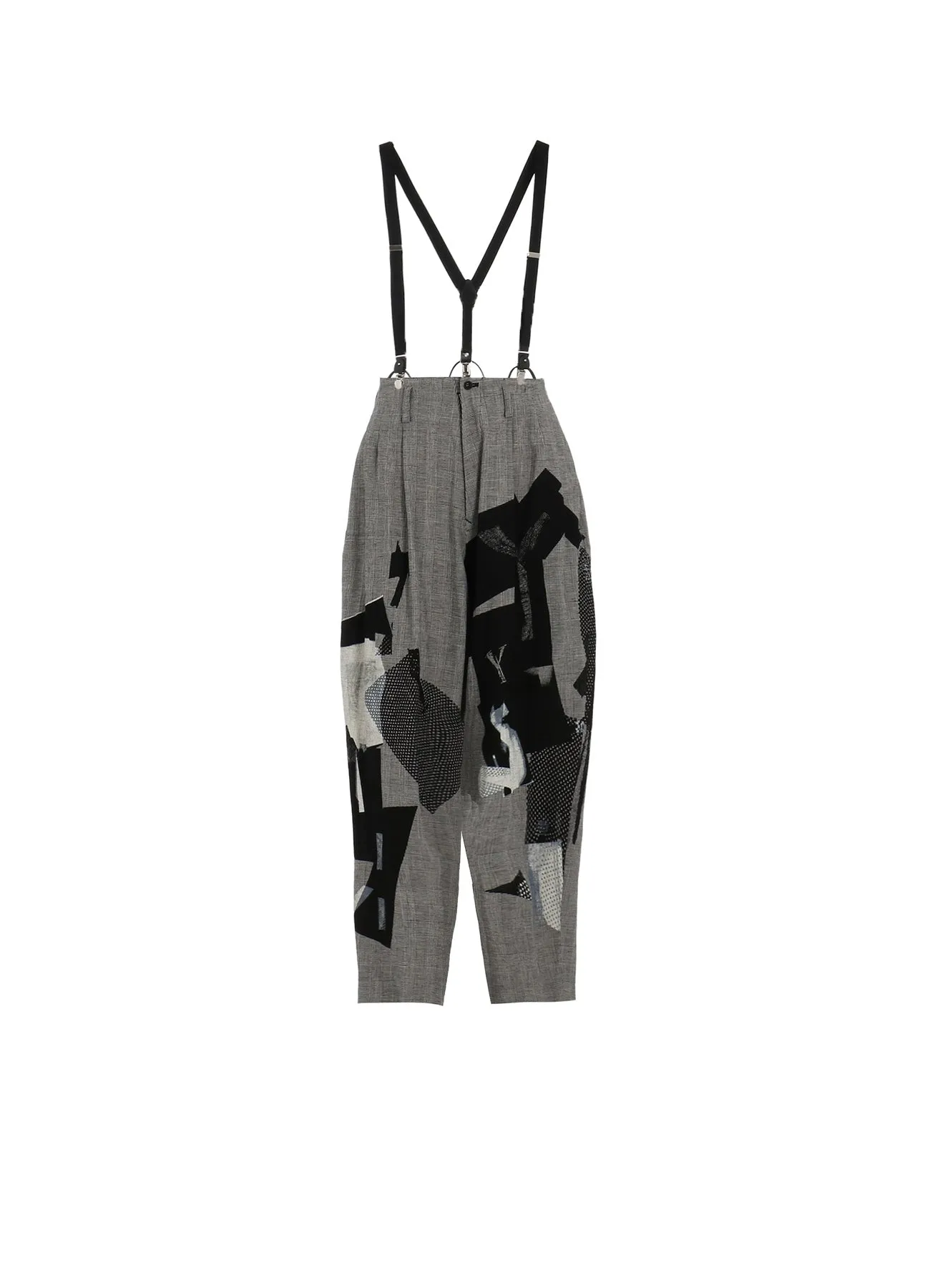 C/LI PLAID COLLAGE SUSPENDER PANTS sold by Yohji Yamamoto