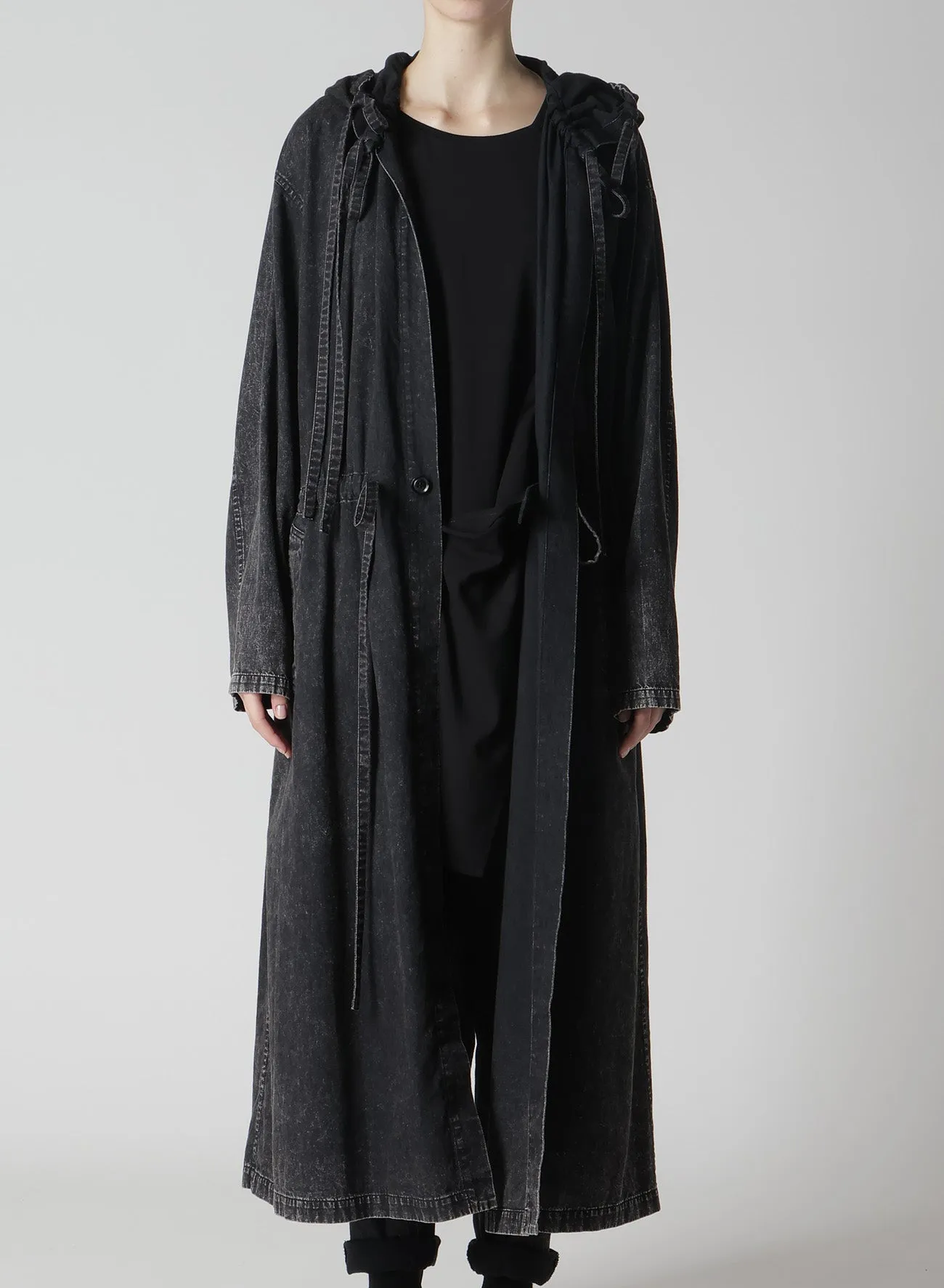 6OZ BLEACHED DENIM HOODIE COAT sold by Yohji Yamamoto product image thumbnail 5