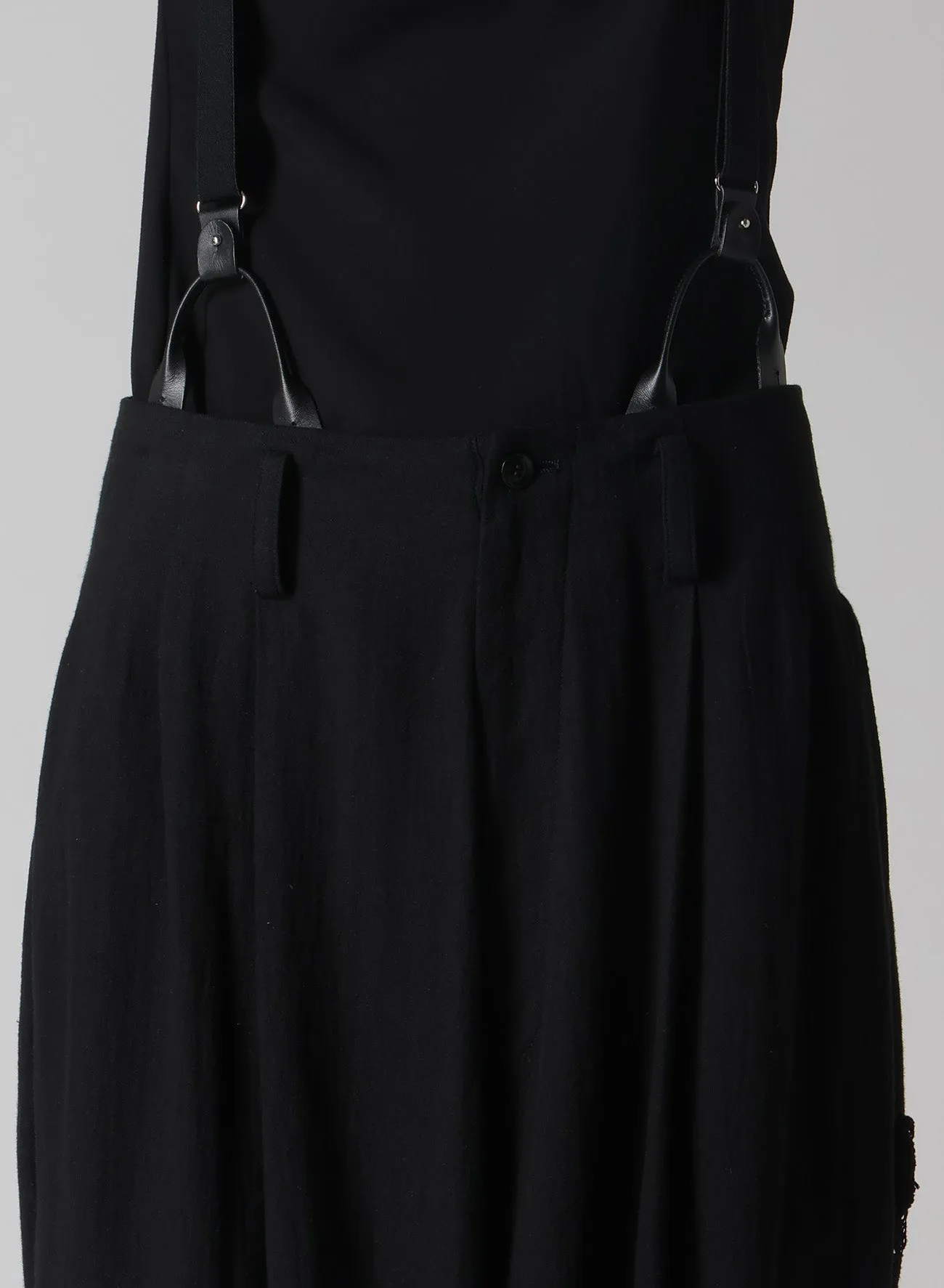 COTTON FLAX VIYELLA CROCHET SUSPENDER PANTS sold by Yohji Yamamoto product image thumbnail 5