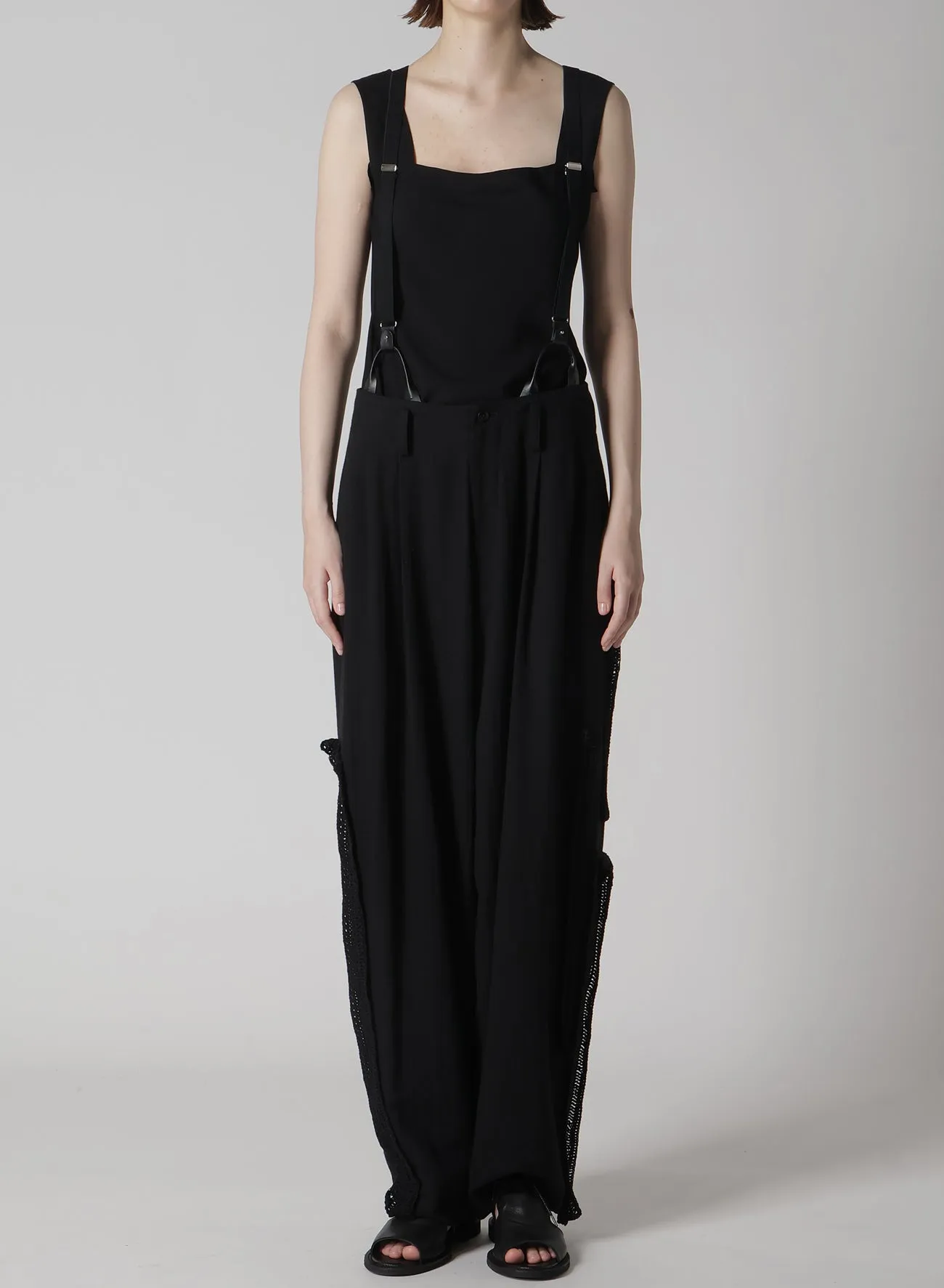 COTTON FLAX VIYELLA CROCHET SUSPENDER PANTS sold by Yohji Yamamoto product image thumbnail 4