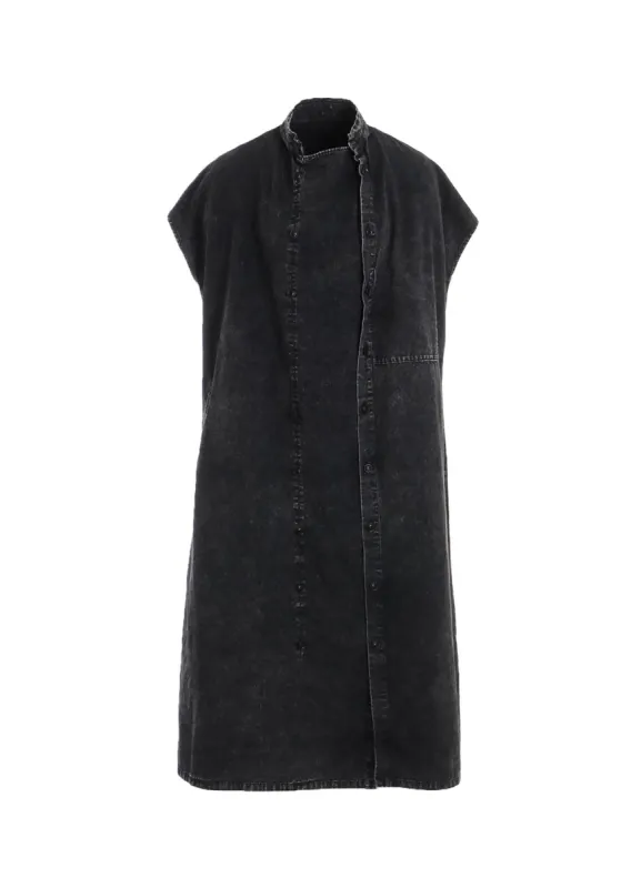 6OZ BLEACHED DENIM FRENCH SLEEVE SHIRT DRESS sold by Yohji Yamamoto