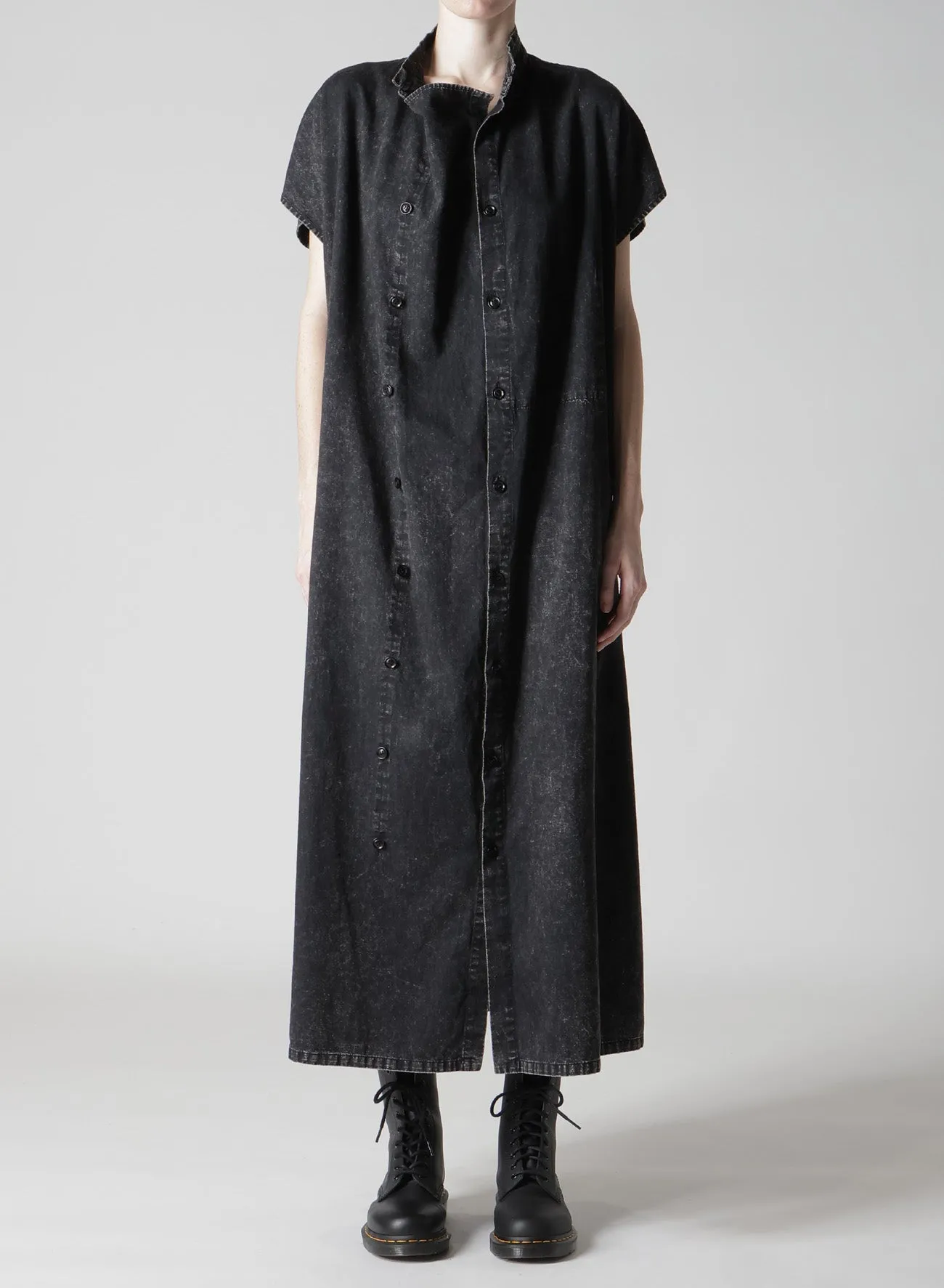 6OZ BLEACHED DENIM FRENCH SLEEVE SHIRT DRESS sold by Yohji Yamamoto product image thumbnail 5