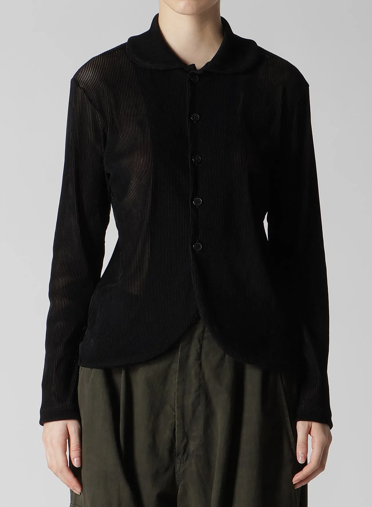 NY TULLE FLOCKED ROUND COLLAR CARDIGAN sold by Yohji Yamamoto product image thumbnail 4