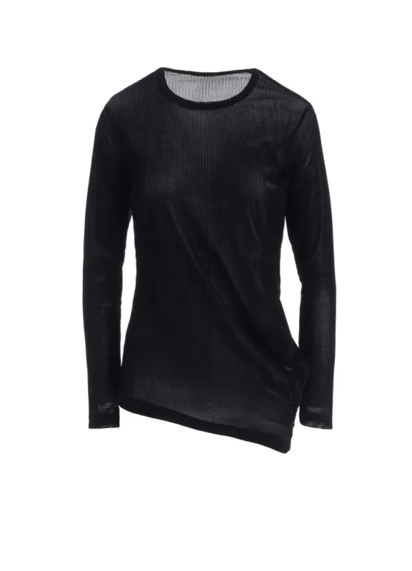 NY TULLE FLOCKED ROUND NECK CRUNCHED SIDE T sold by Yohji Yamamoto