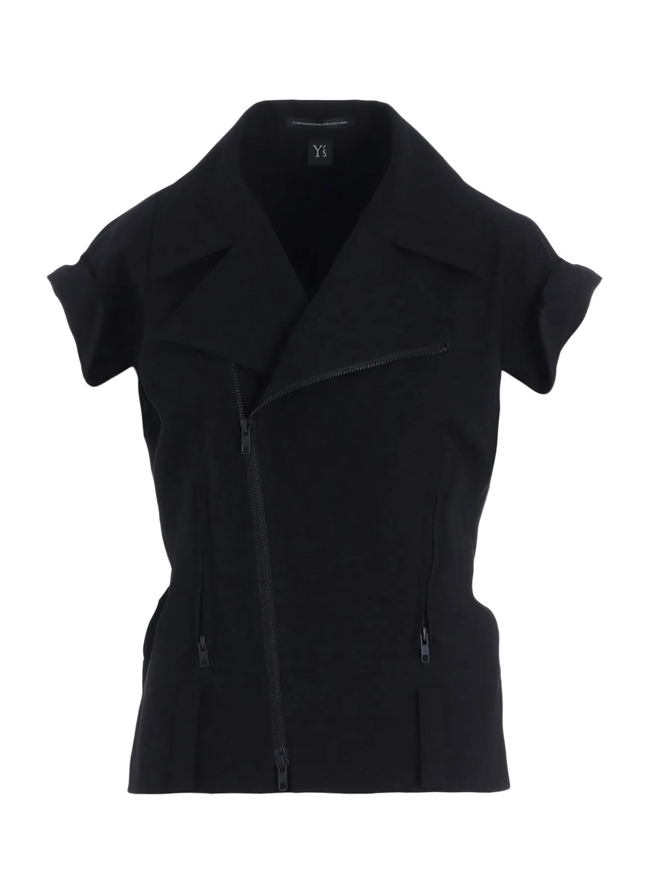 COTTON TWILL UNTRIMMED SLEEVE MOTO JACKET sold by Yohji Yamamoto product image thumbnail 2