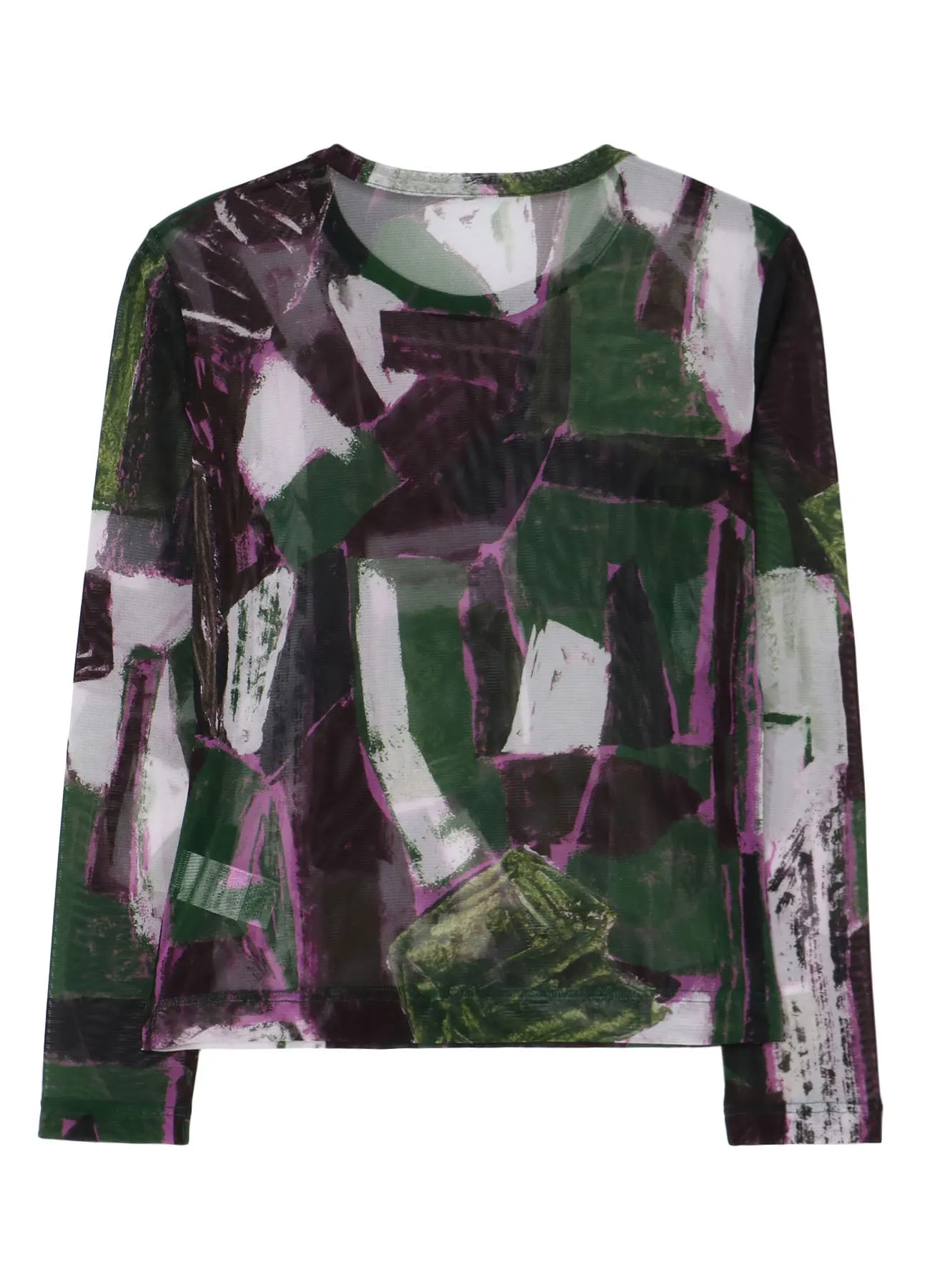 TULLE ABSTRACT PAINTING PATTERN ROUND NECK LONG SLEEVE T sold by Yohji Yamamoto product image thumbnail 3