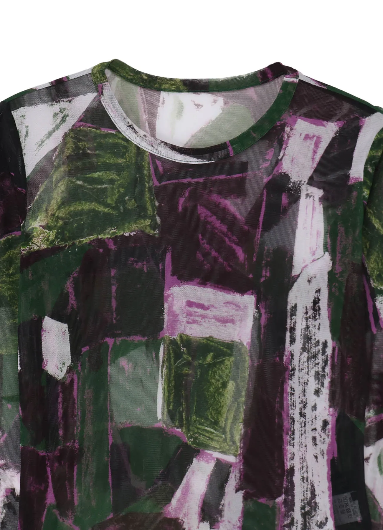 TULLE ABSTRACT PAINTING PATTERN ROUND NECK LONG SLEEVE T sold by Yohji Yamamoto product image thumbnail 4