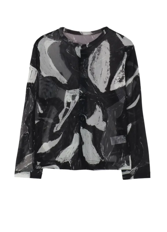 TULLE ABSTRACT PAINTING PATTERN LONG SLEEVE CARDIGAN sold by Yohji Yamamoto
