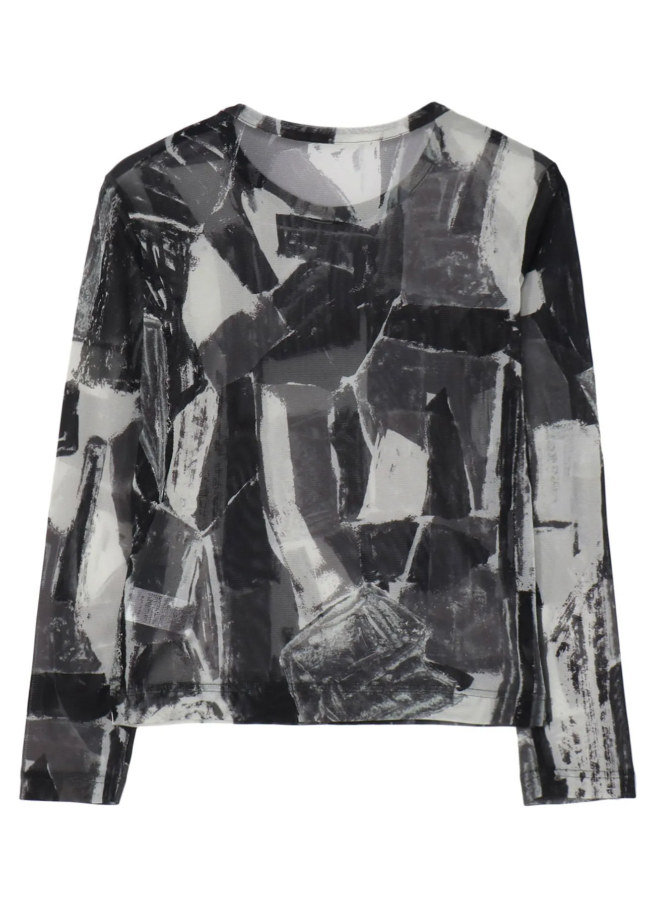 TULLE ABSTRACT PAINTING PATTERN ROUND NECK LONG SLEEVE T sold by Yohji Yamamoto product image thumbnail 3