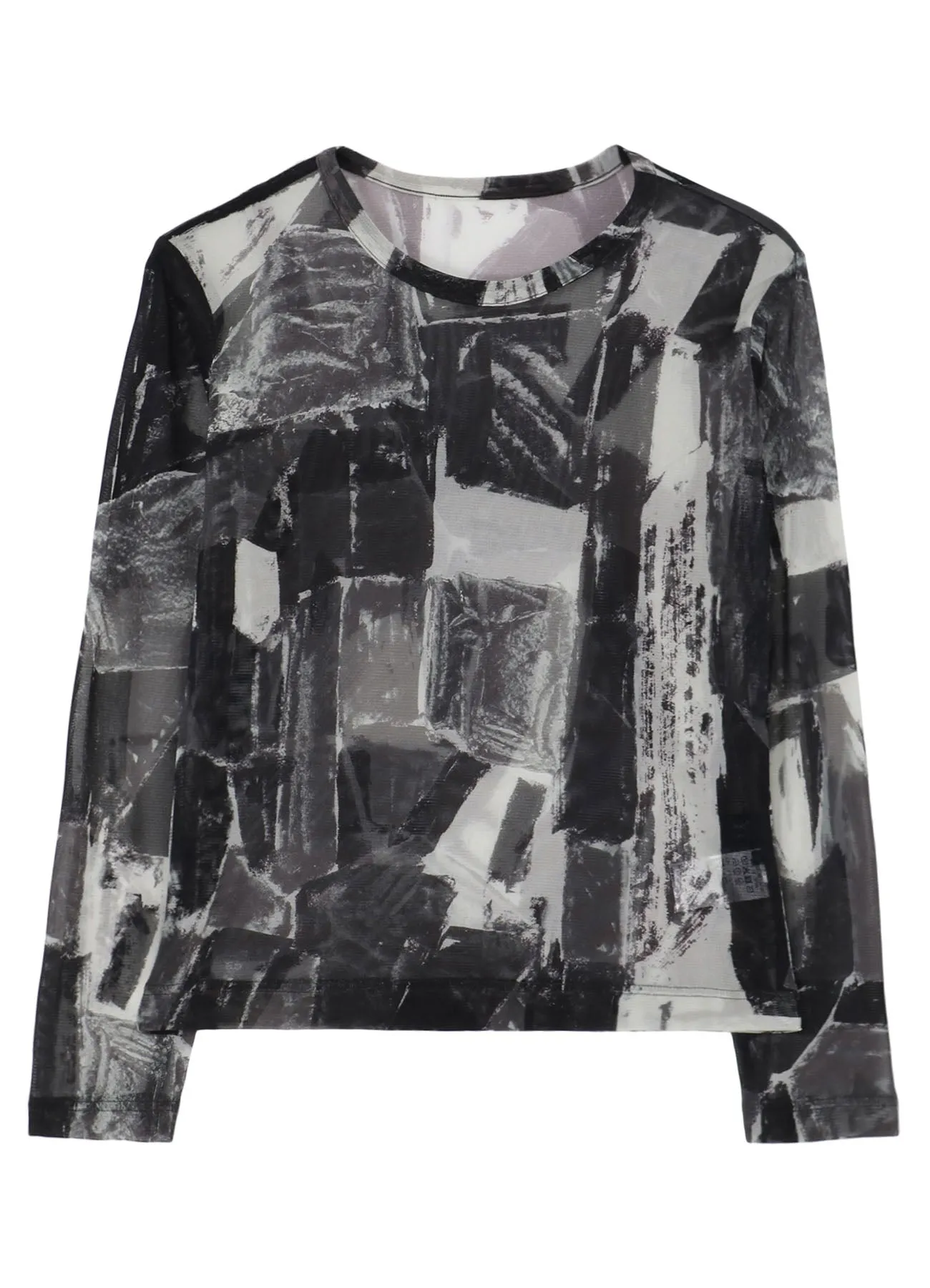 TULLE ABSTRACT PAINTING PATTERN ROUND NECK LONG SLEEVE T sold by Yohji Yamamoto product image thumbnail 2