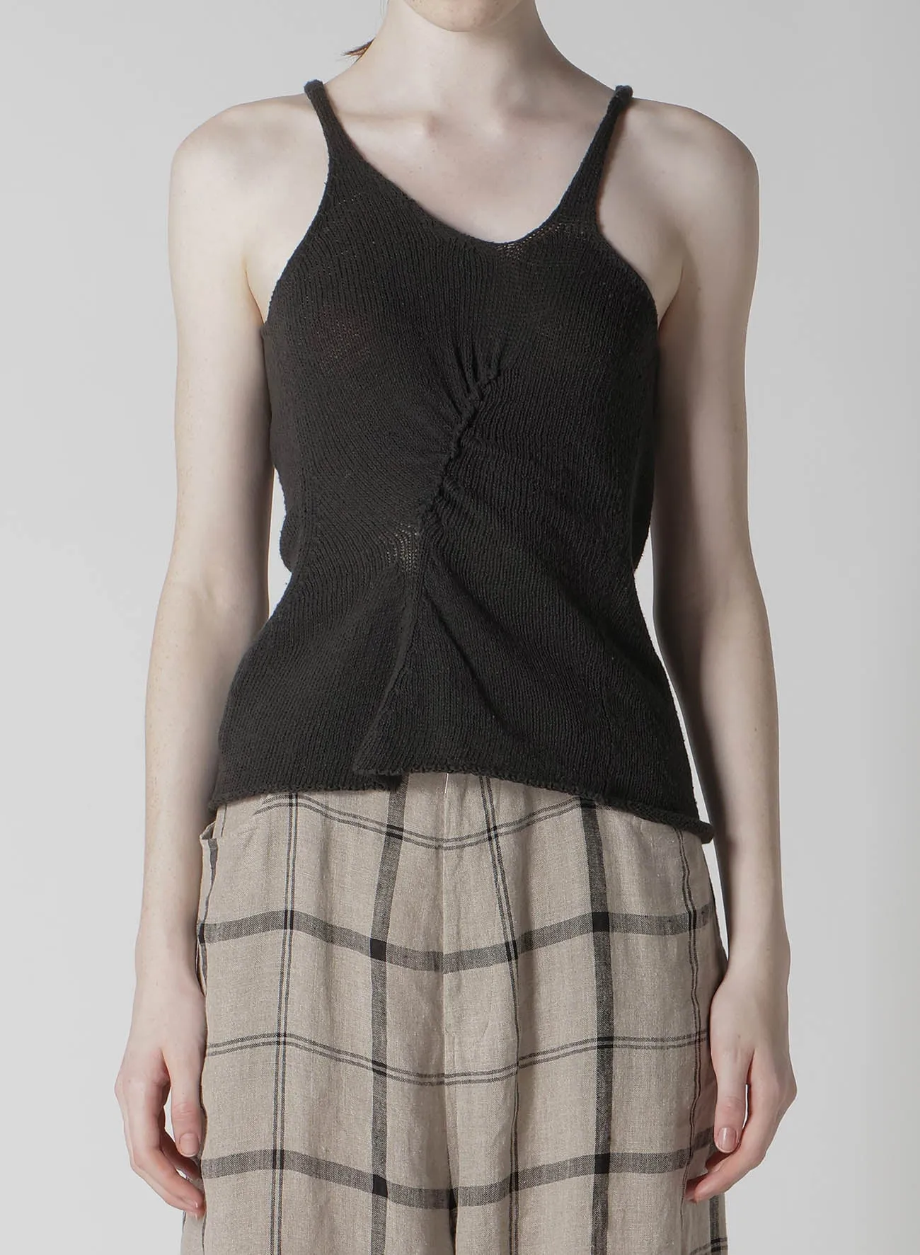 UNEVEN YARN JERSEY GATHER TANKTOP sold by Yohji Yamamoto product image thumbnail 4