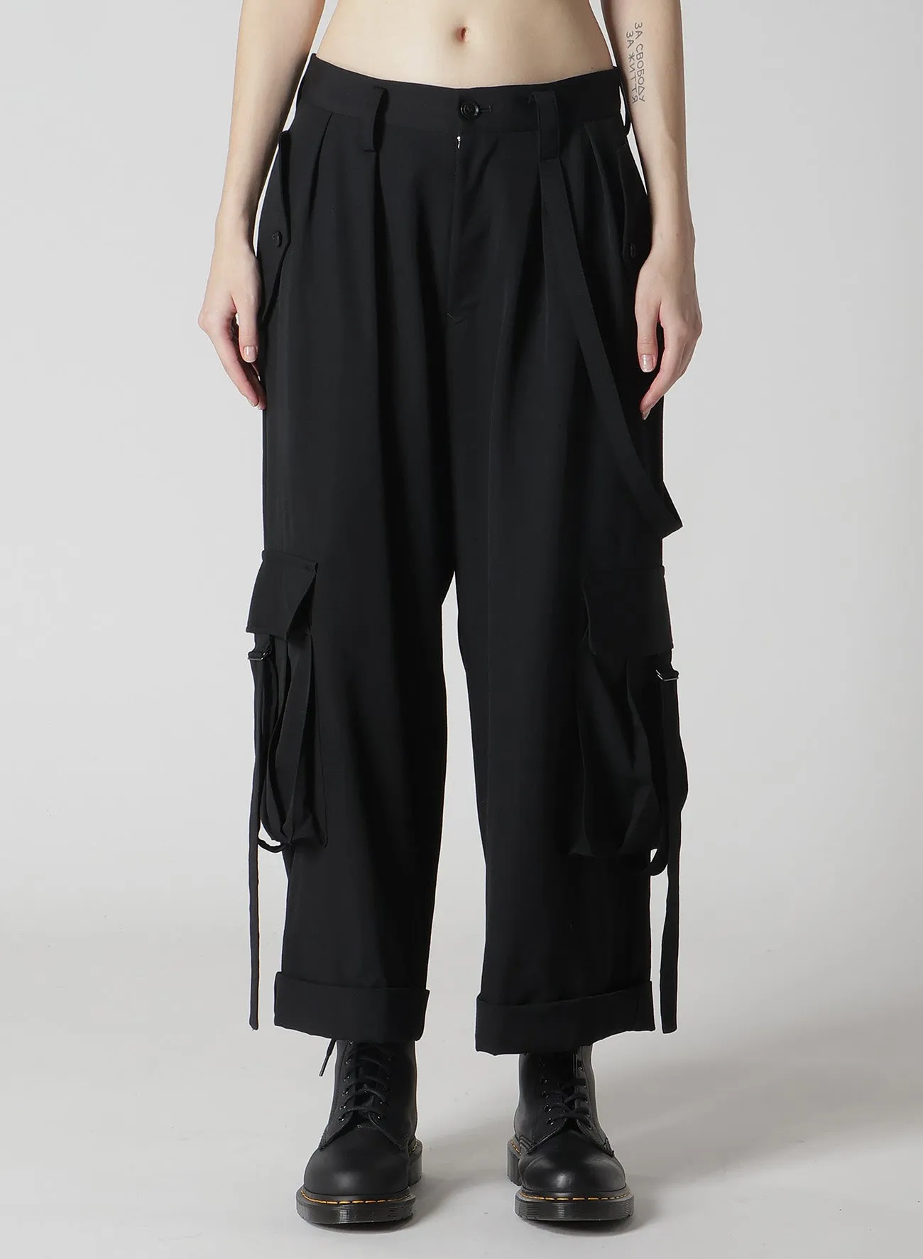 WOOL GABARDINE MACKIN CARGO PANTS sold by Yohji Yamamoto product image thumbnail 4