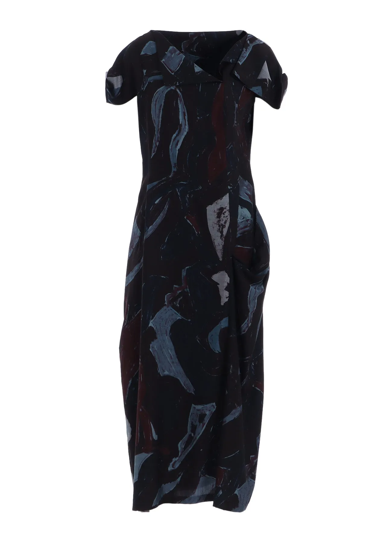 CU/DUNGAREE TWILL PAINTED CITY PRINT SQUARE NECK DRESS sold by Yohji Yamamoto product image thumbnail 2