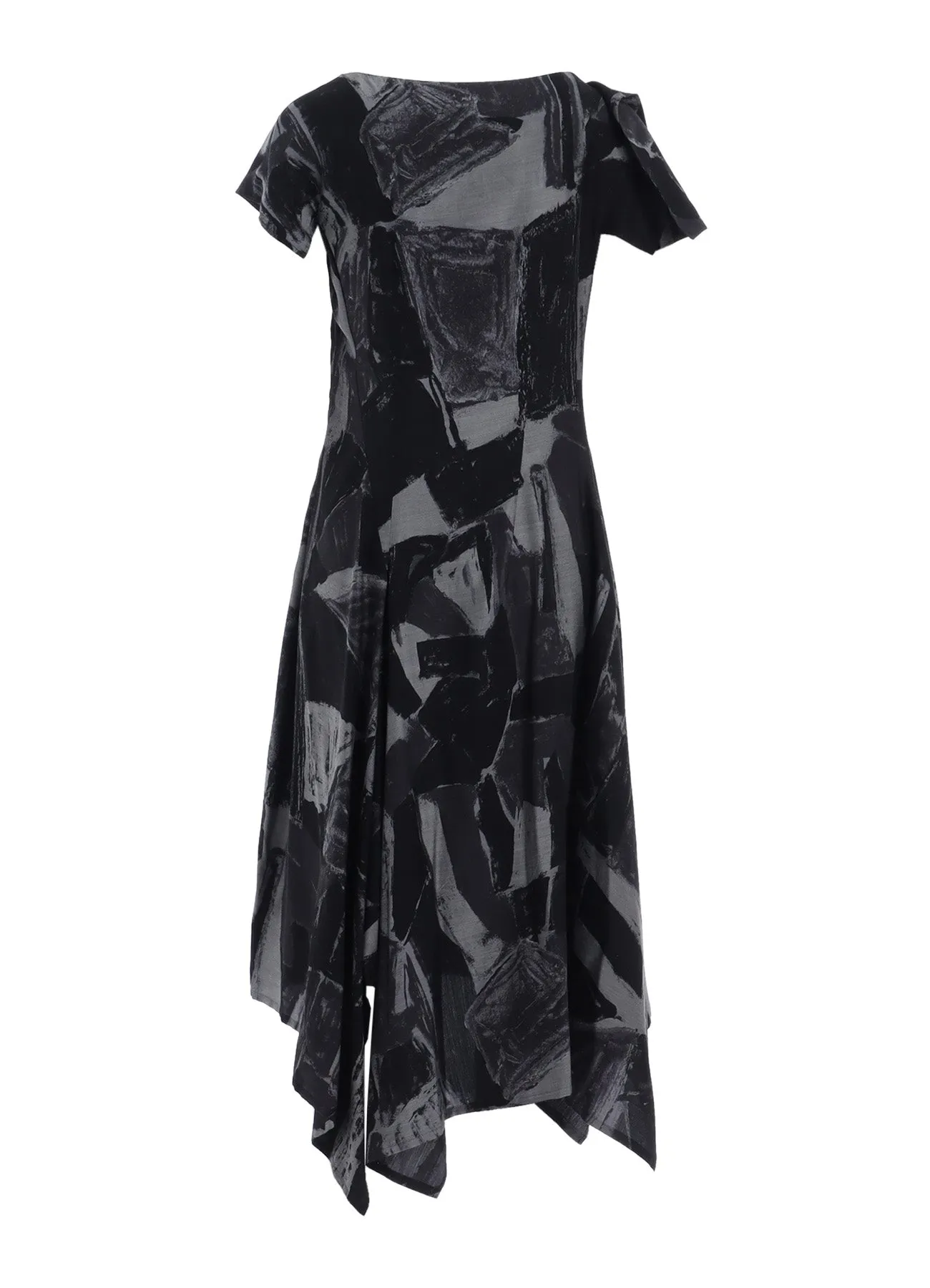 CU/DUNGAREE TWILL PAINTED CITY PRINT HANDKERCHIEF HEM DRESS sold by Yohji Yamamoto product image thumbnail 3