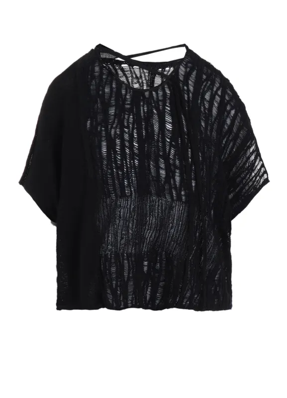 DROP NEEDLE STRIPE CROPPED PANEL PULLOVER sold by Yohji Yamamoto